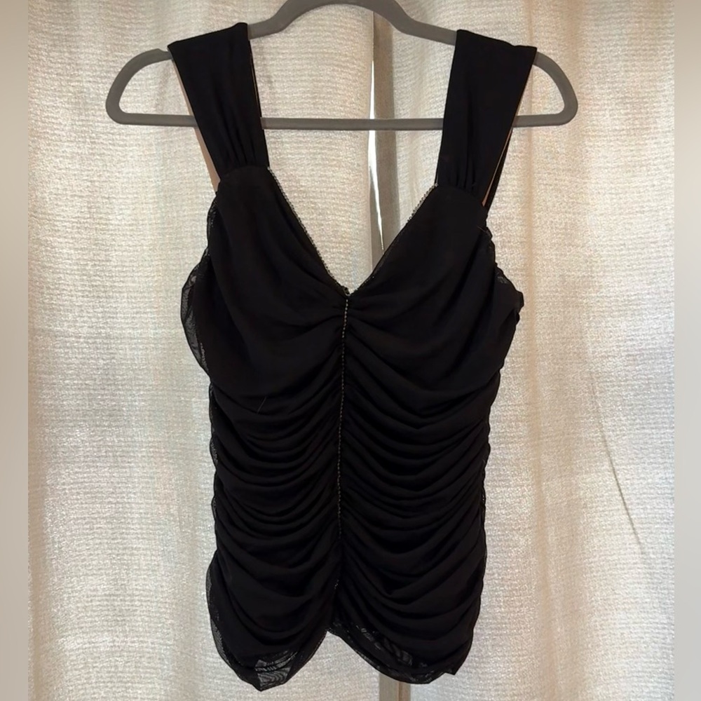 BCBGMaxAzria Black Ruched Blouse